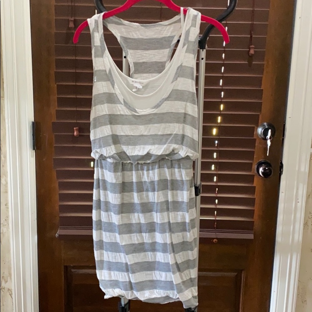 Gray and white dress